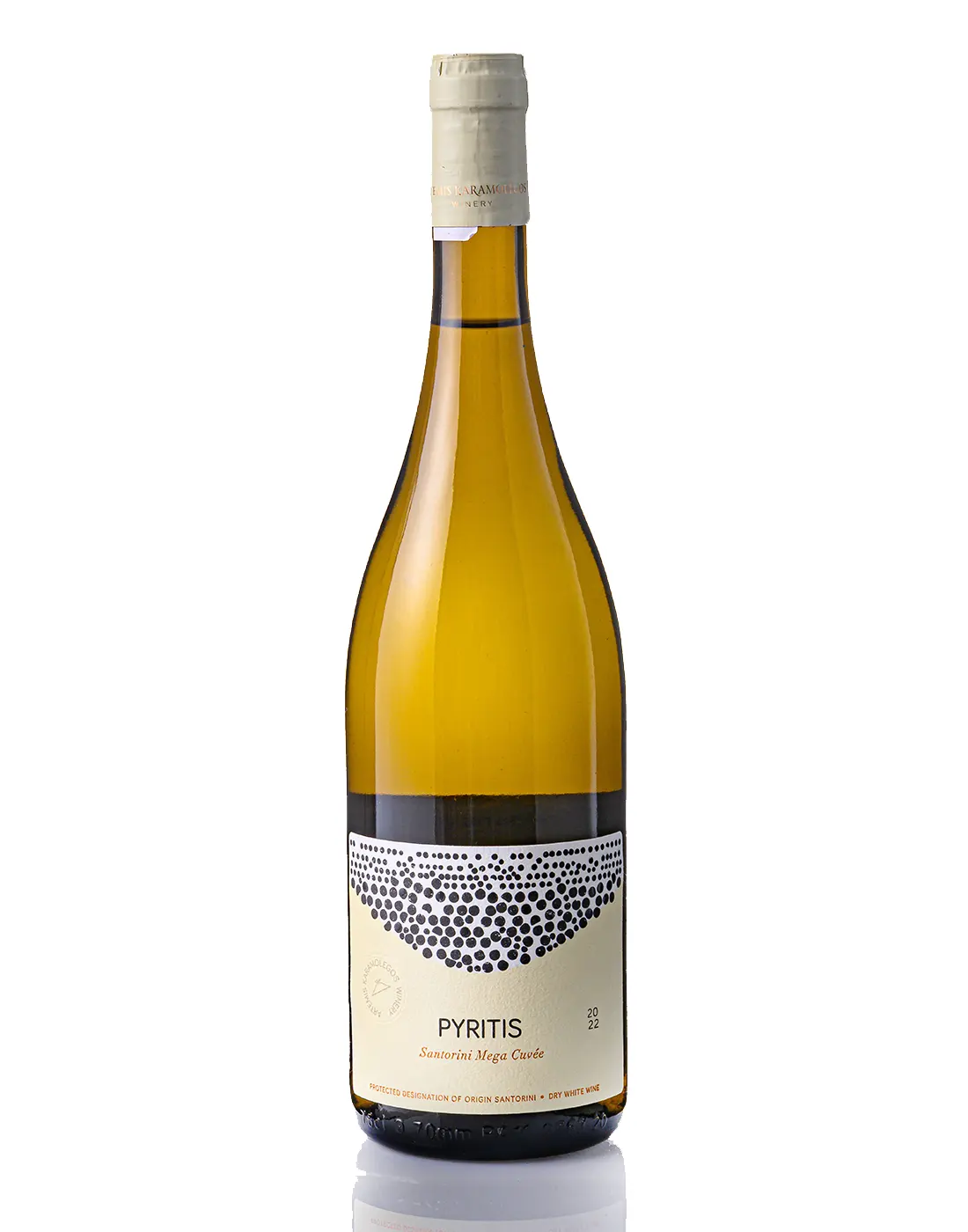 A bottle of Pyritis in a white background.