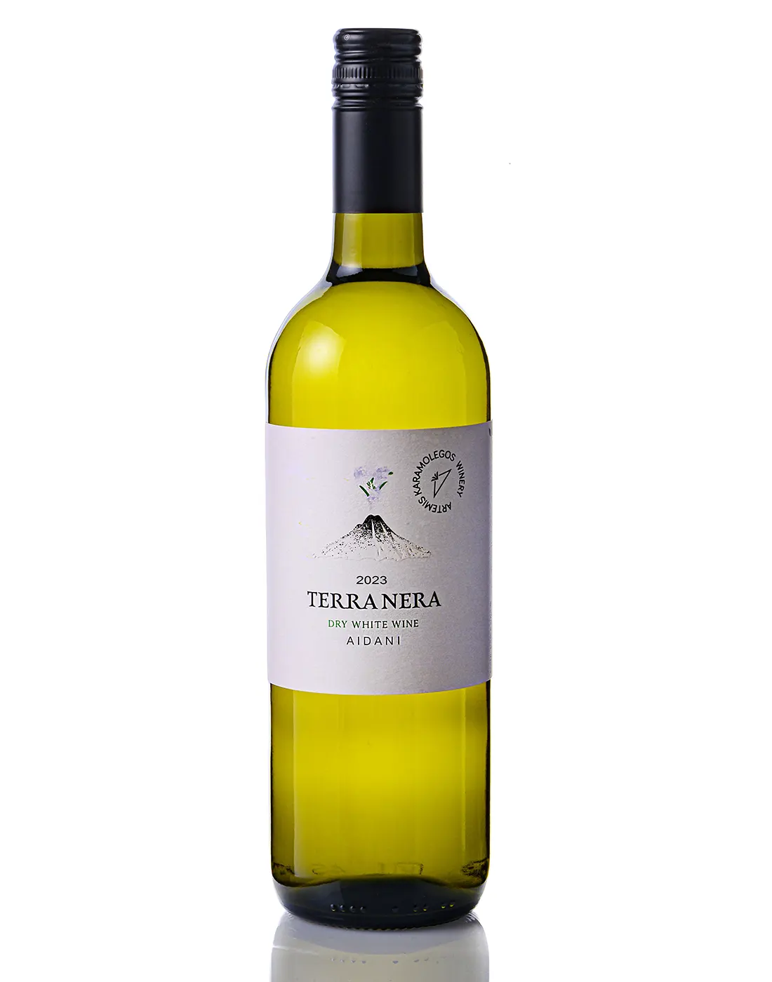 A bottle of Terra Nera Aidani in a white background.