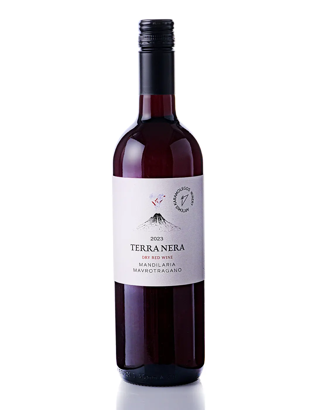 A bottle of Terra Nera Red in a white background.